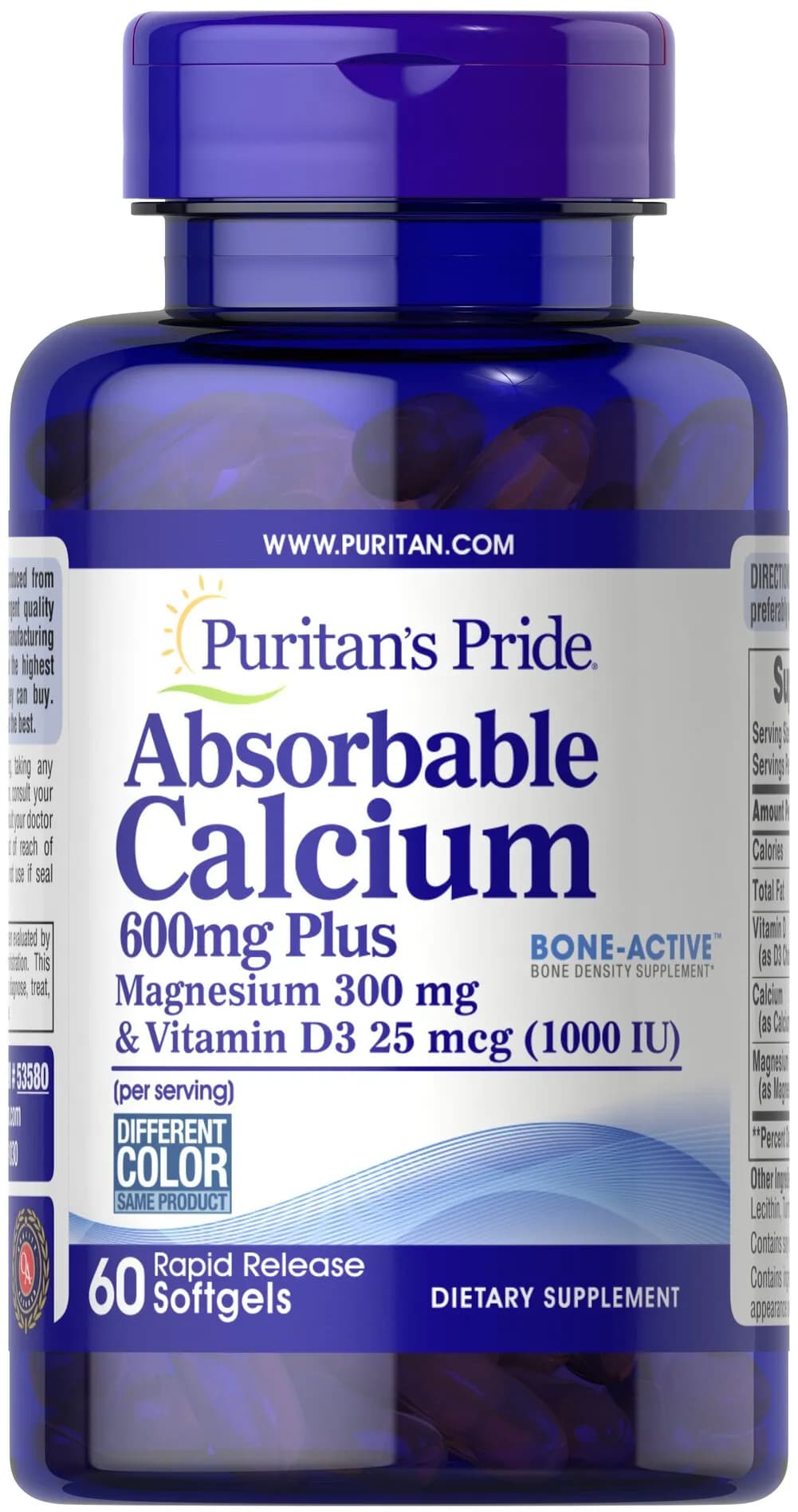 可吸收鈣600mg+鎂300mg+維生素D 1000iu