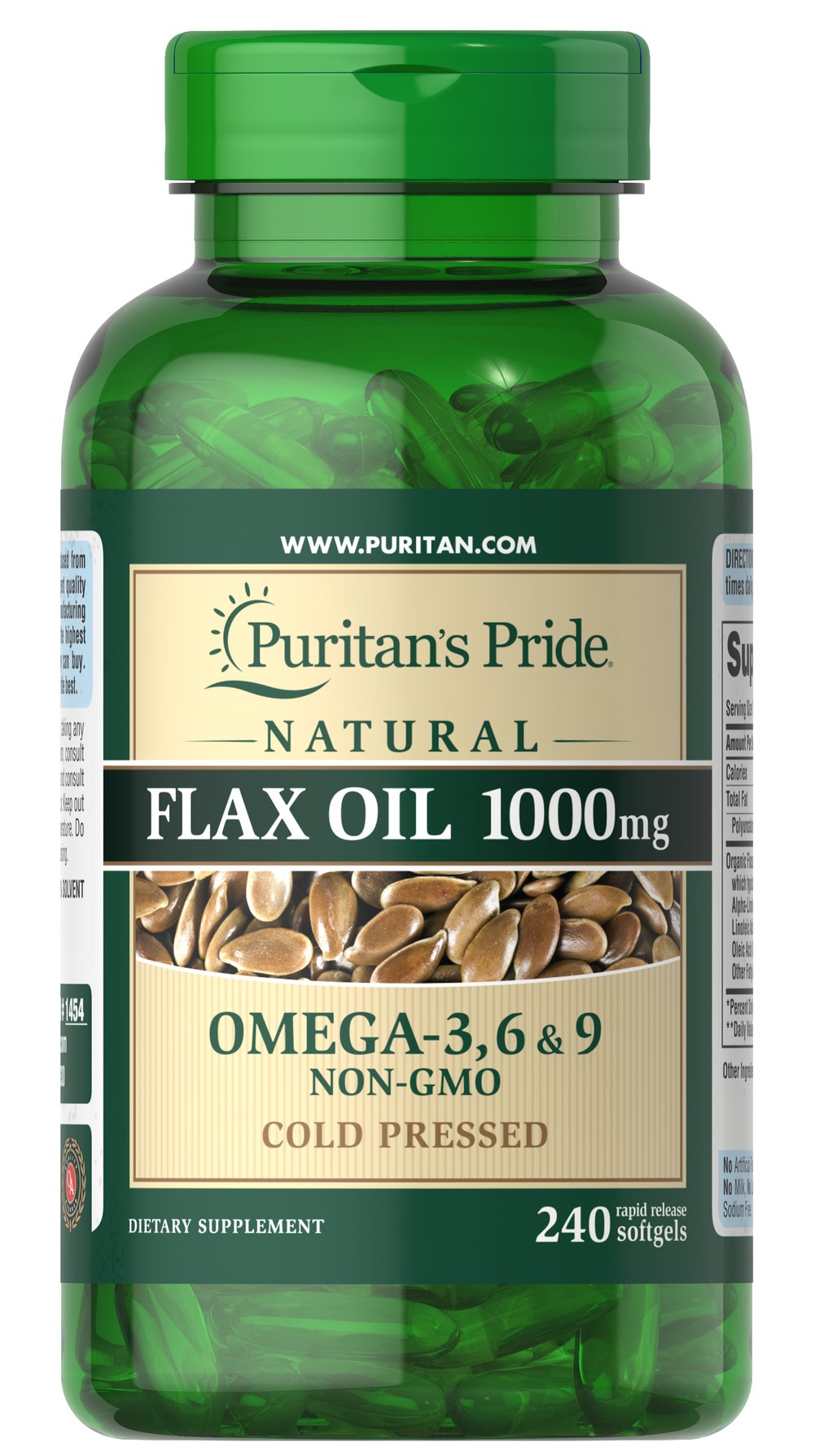  Non-GMO Natural Flax Oil 1000 mg  非轉基因天然亞麻油 240膠囊