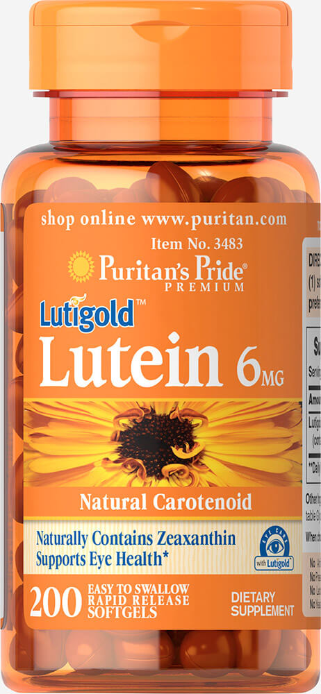 葉黃素 6 毫克含有玉米黃質 200 Softgels Free Lutein(游離型)