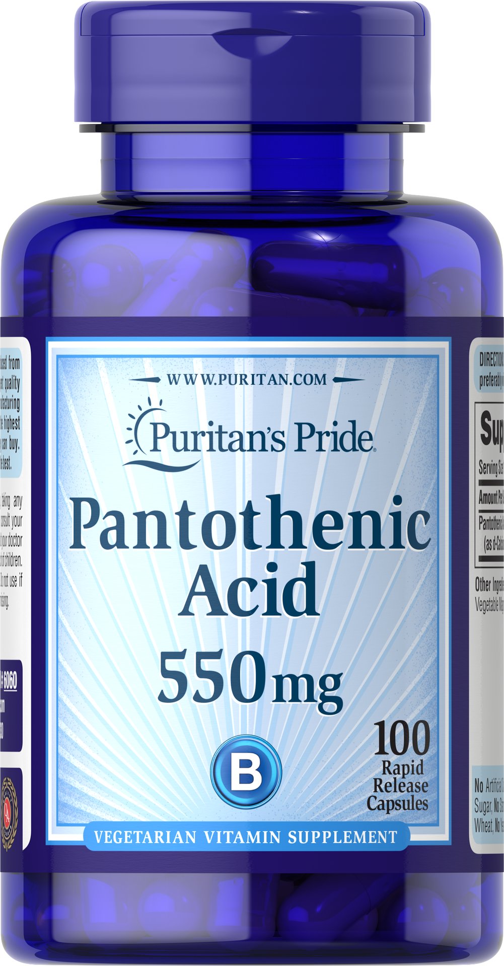 Pantothenic Acid 550 mg Rapid Release 泛酸 550 毫克快速釋放