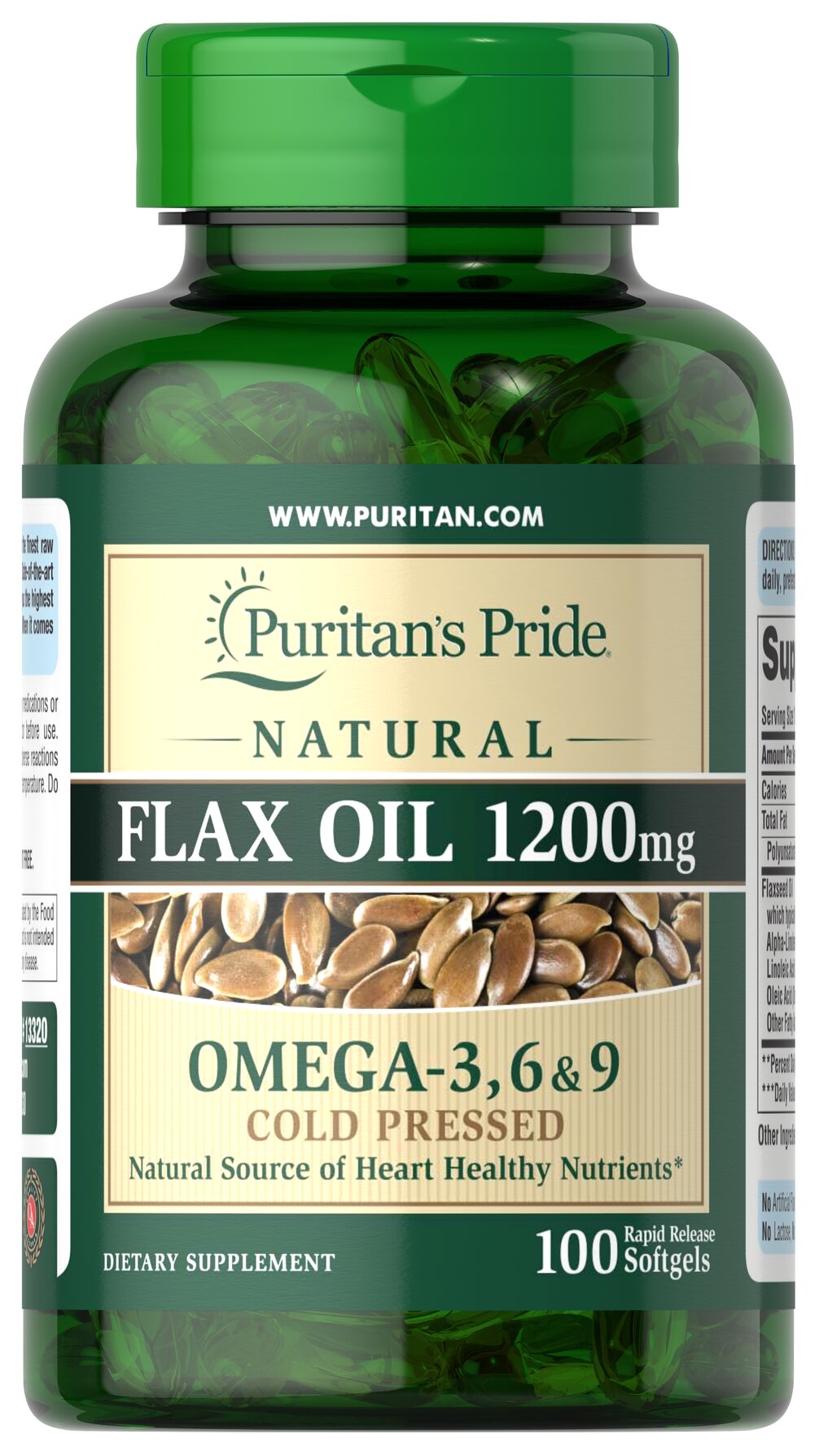 Natural Flax Oil 1200 mg 天然亞麻油 1200 毫克 100膠囊