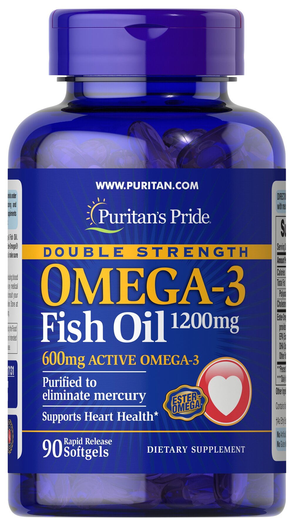 雙倍強度Omega-3魚油1200 mg / 600 mg Omega-3 