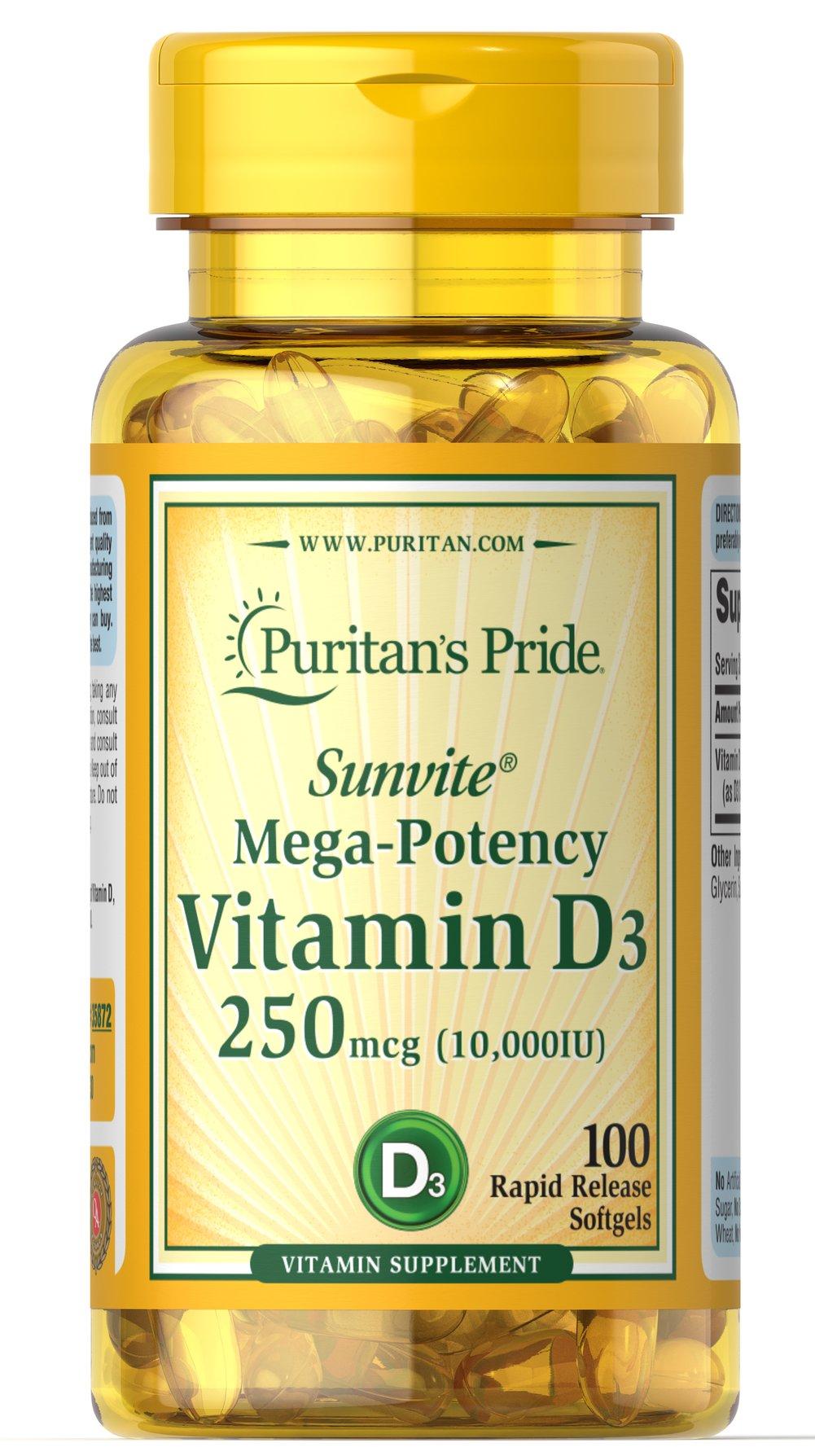 維他命D3 10,000 IU (250mcg) 100 Softgels