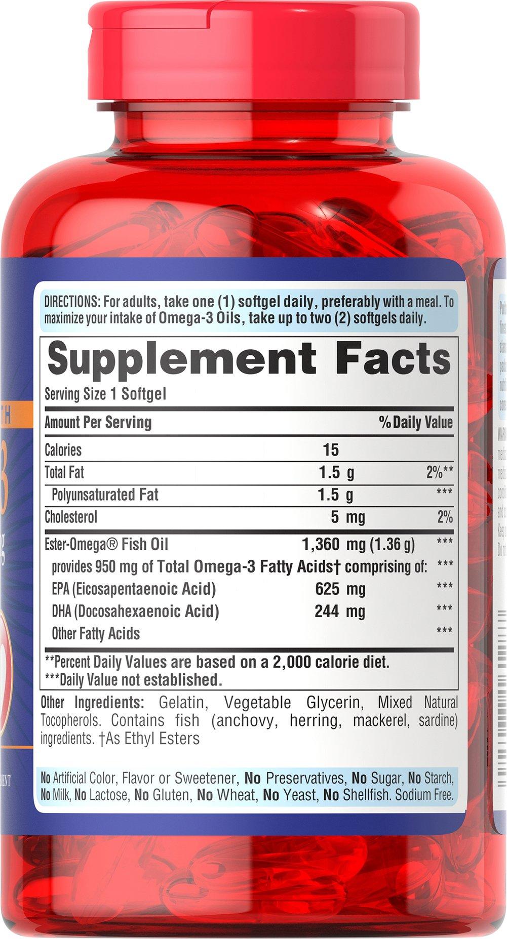  Triple Strength Omega-3 Fish Oil 1360 mg (950 mg Active Omega-3) 
